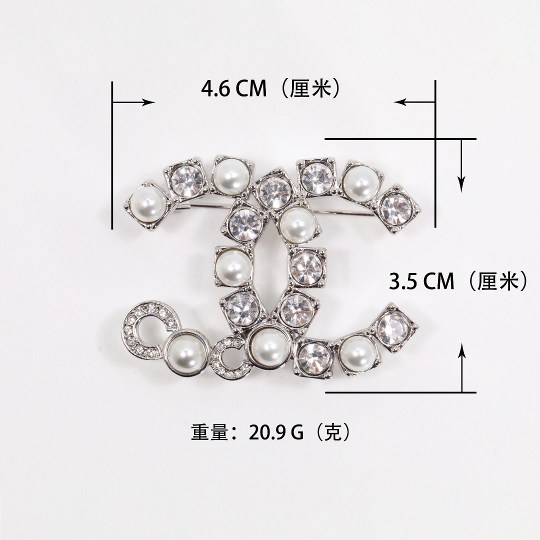 BCB578 Coco Brooch pin with crystal and pearl - ccjewelryacc