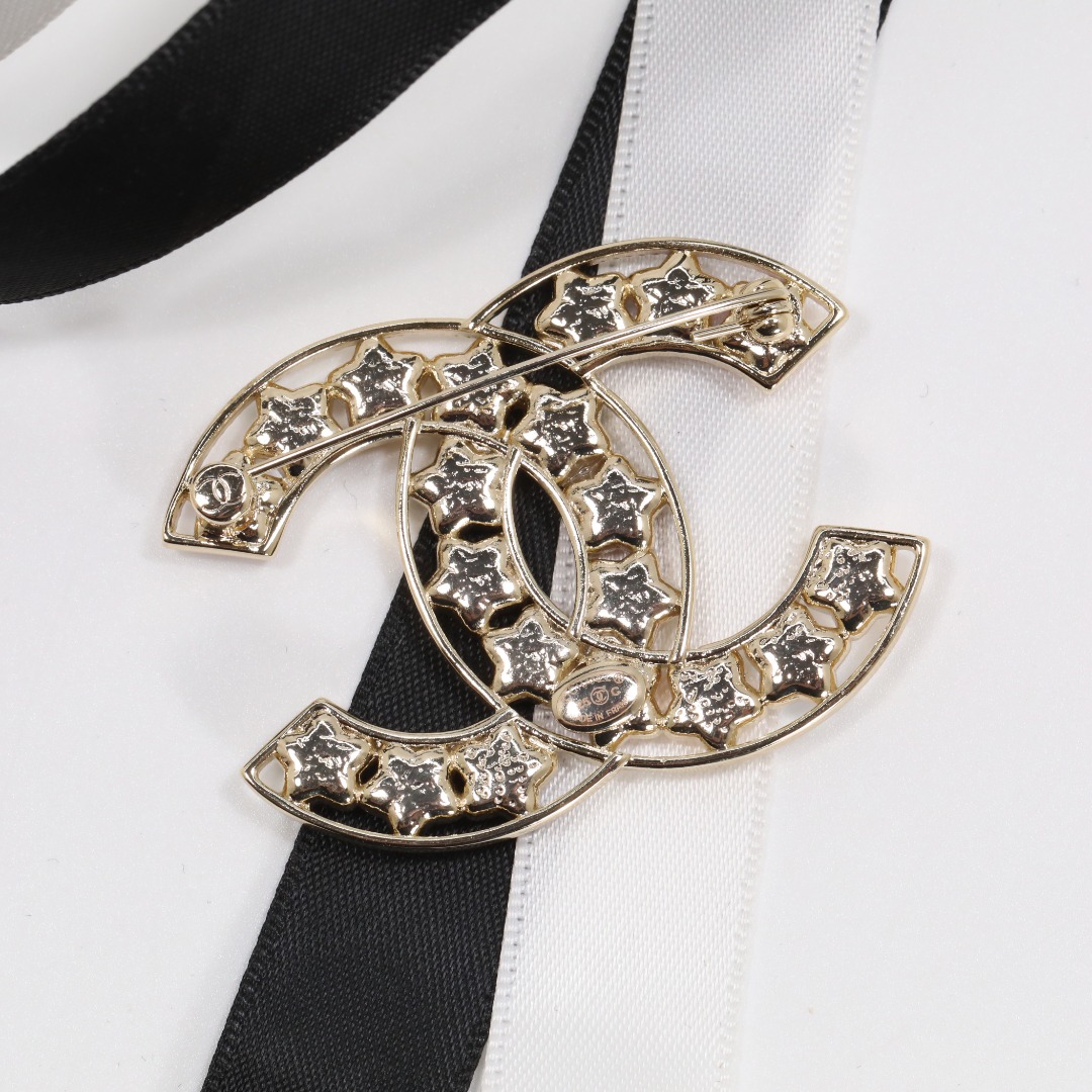 BCB577 Chanel colored crystal stars cc logo brooch pin - ccjewelryacc