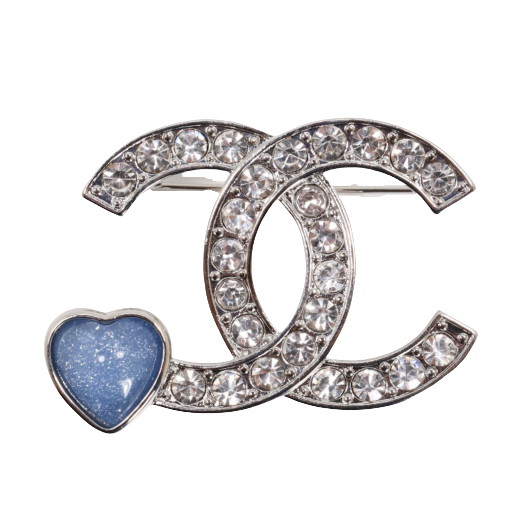 BCB580 Crystal cc brooch pin with heart - ccjewelryacc