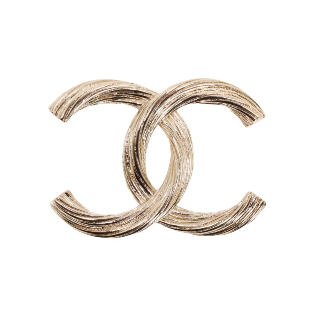 BCB576 Chanel twisty metal cc brooch pin - ccjewelryacc