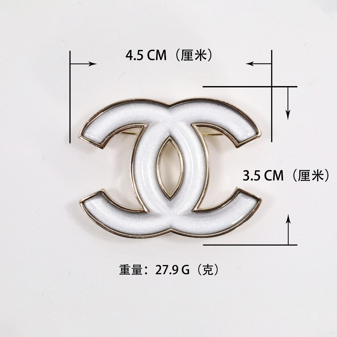 BCB579 White CC brooch pin - ccjewelryacc