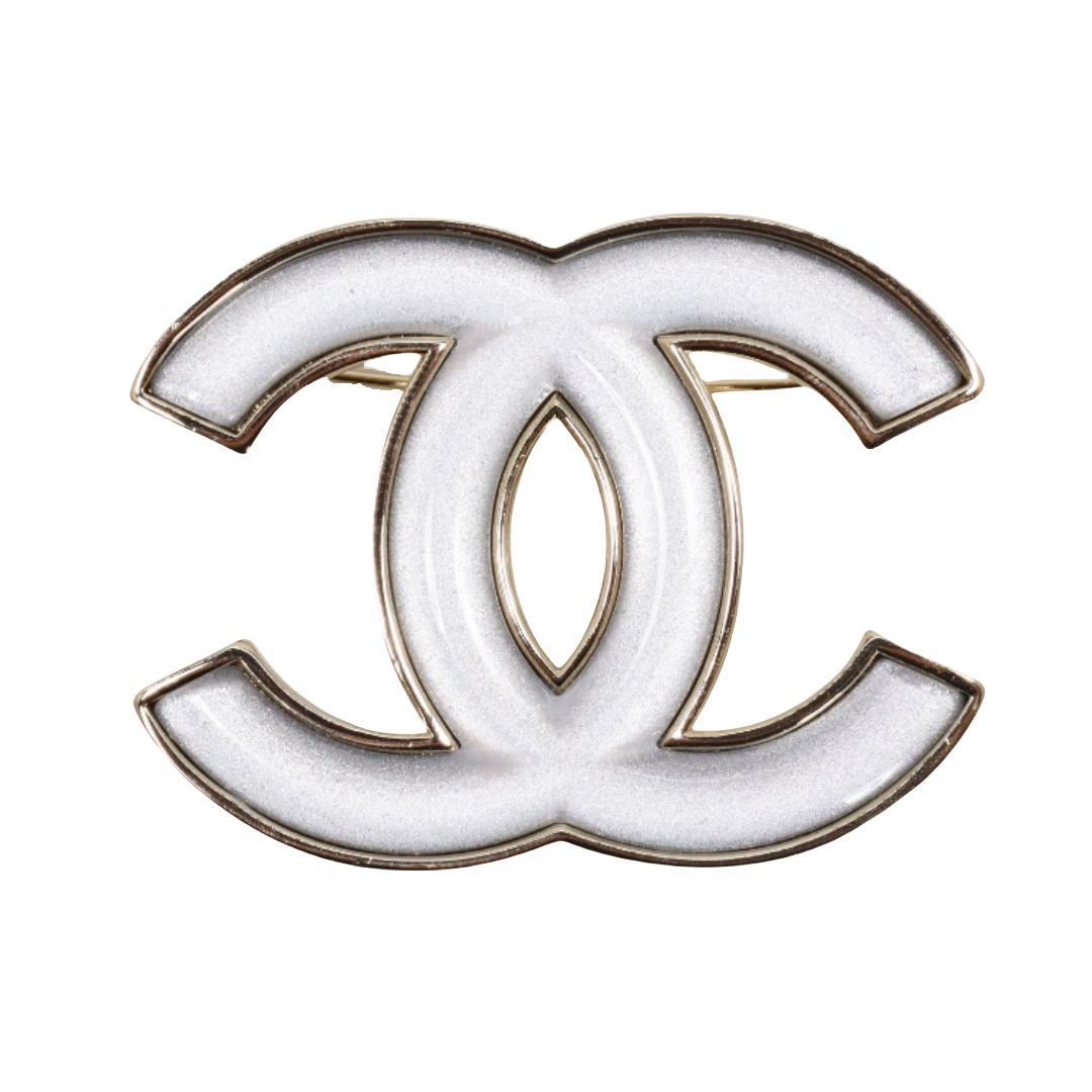 BCB579 White CC brooch pin - ccjewelryacc