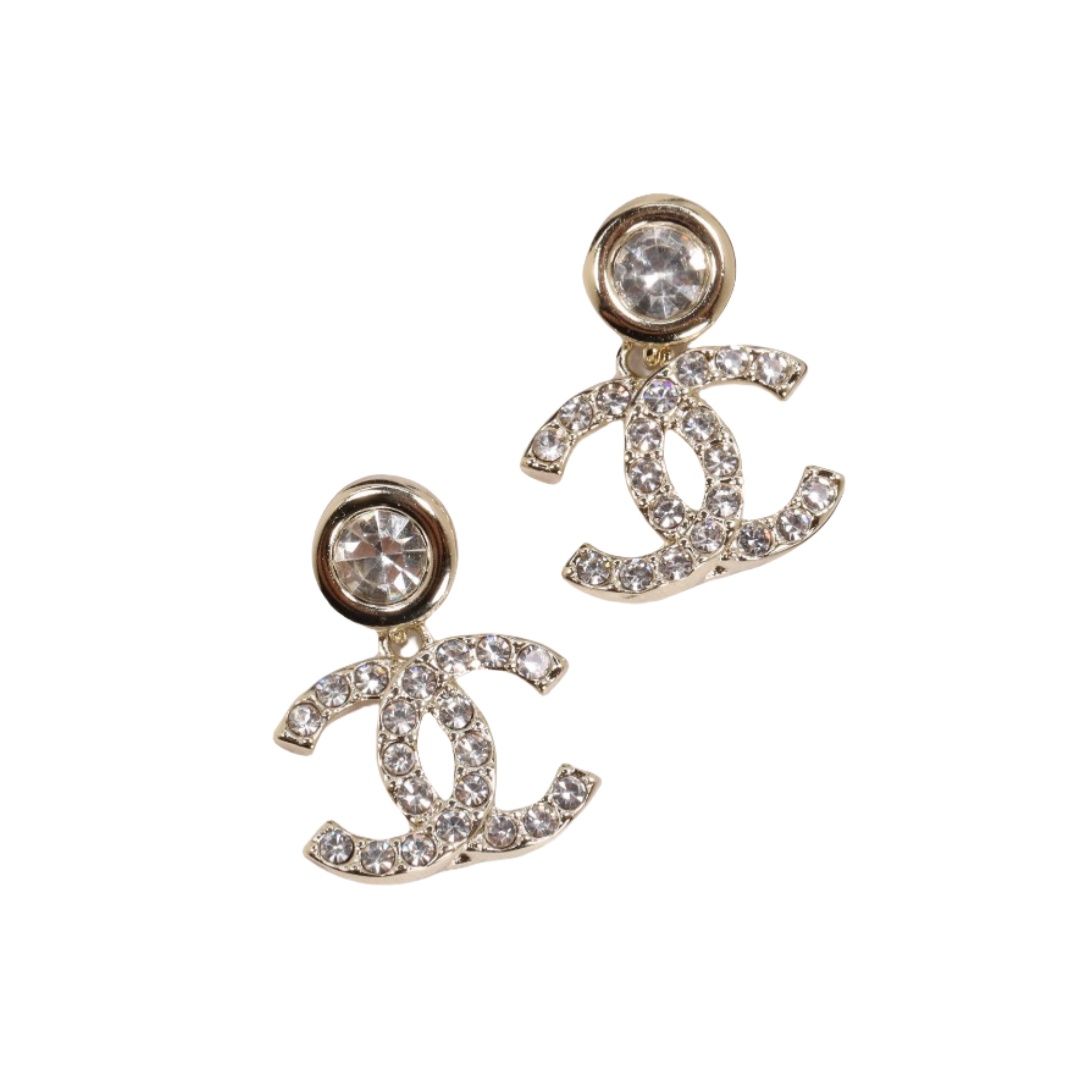 CCE330 Crystal cc logo drop earrings for women - ccjewelryacc