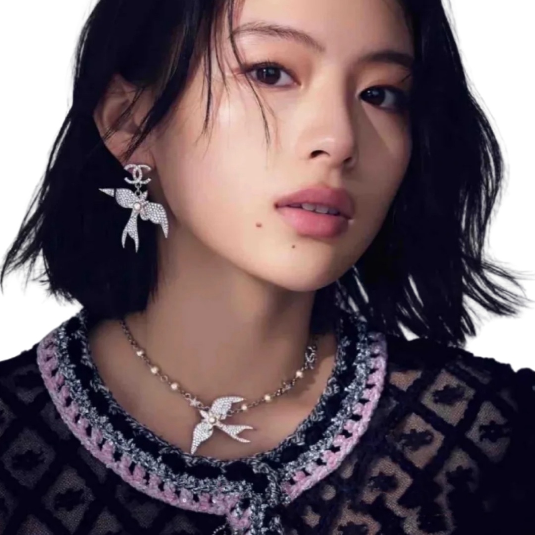 CCE334  Chanel 25 Silver aerial bird earrings with crystal - ccjewelryacc