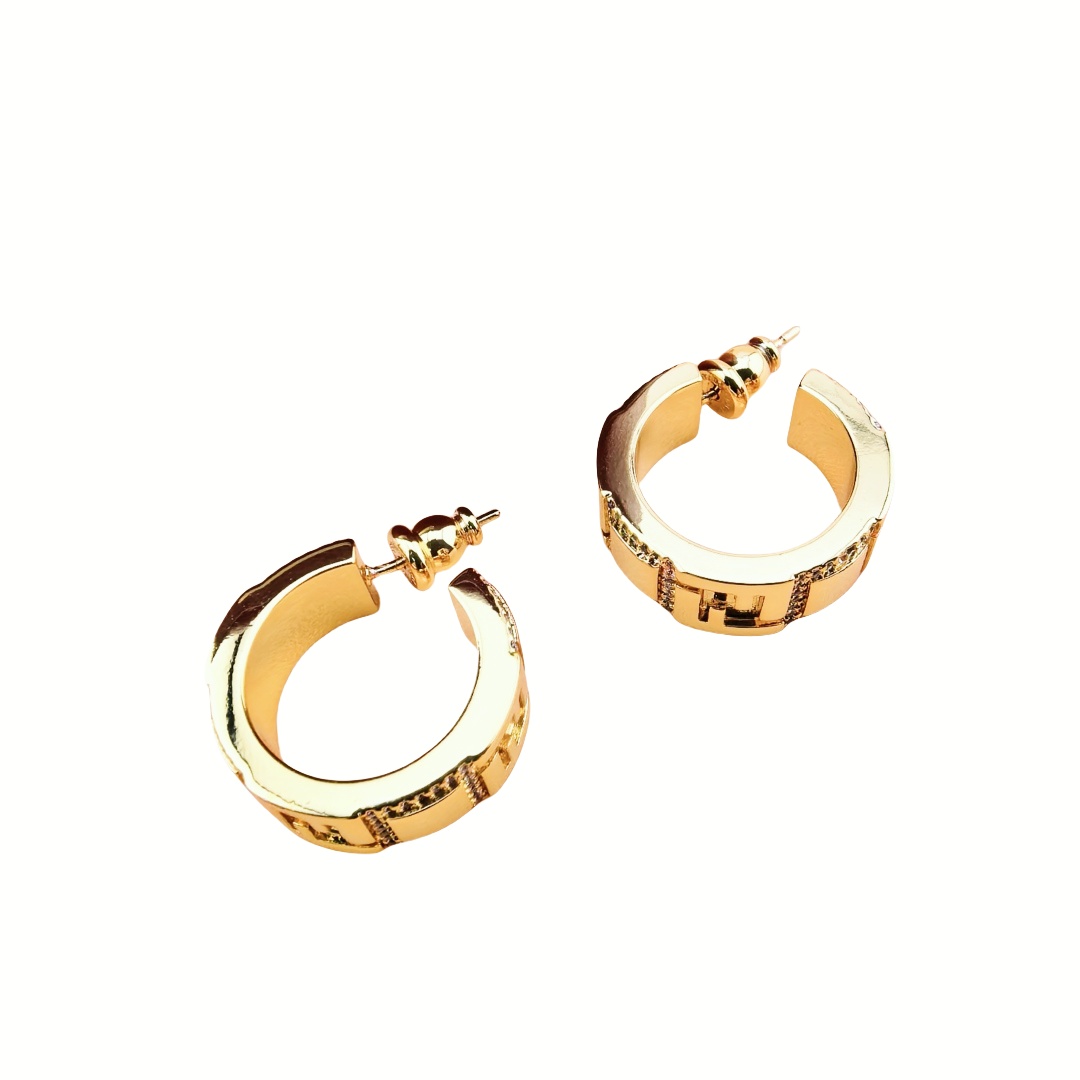 FDE033 Fendi FF Crystal hoop earrings - ccjewelryacc