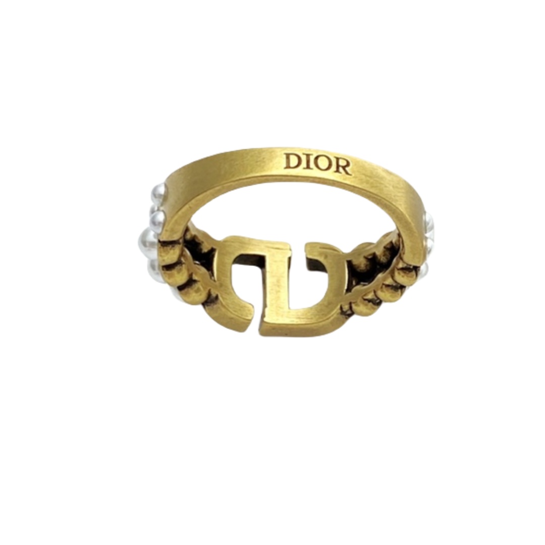CDR043 Dior Petit CD Ring with crystal and pearl - ccjewelryacc