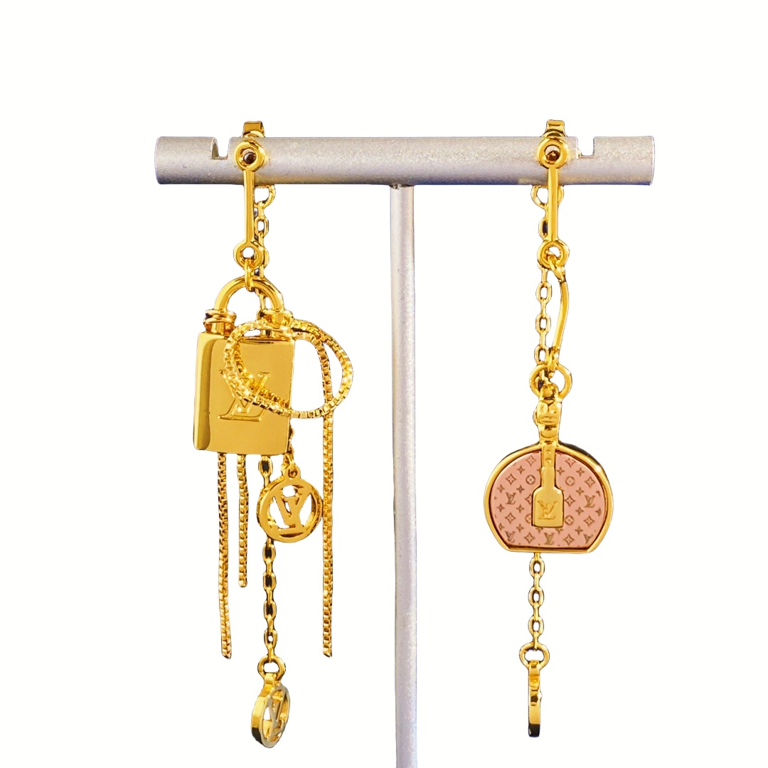 LVE082 Metal vl logo bag tassels earring - ccjewelryacc