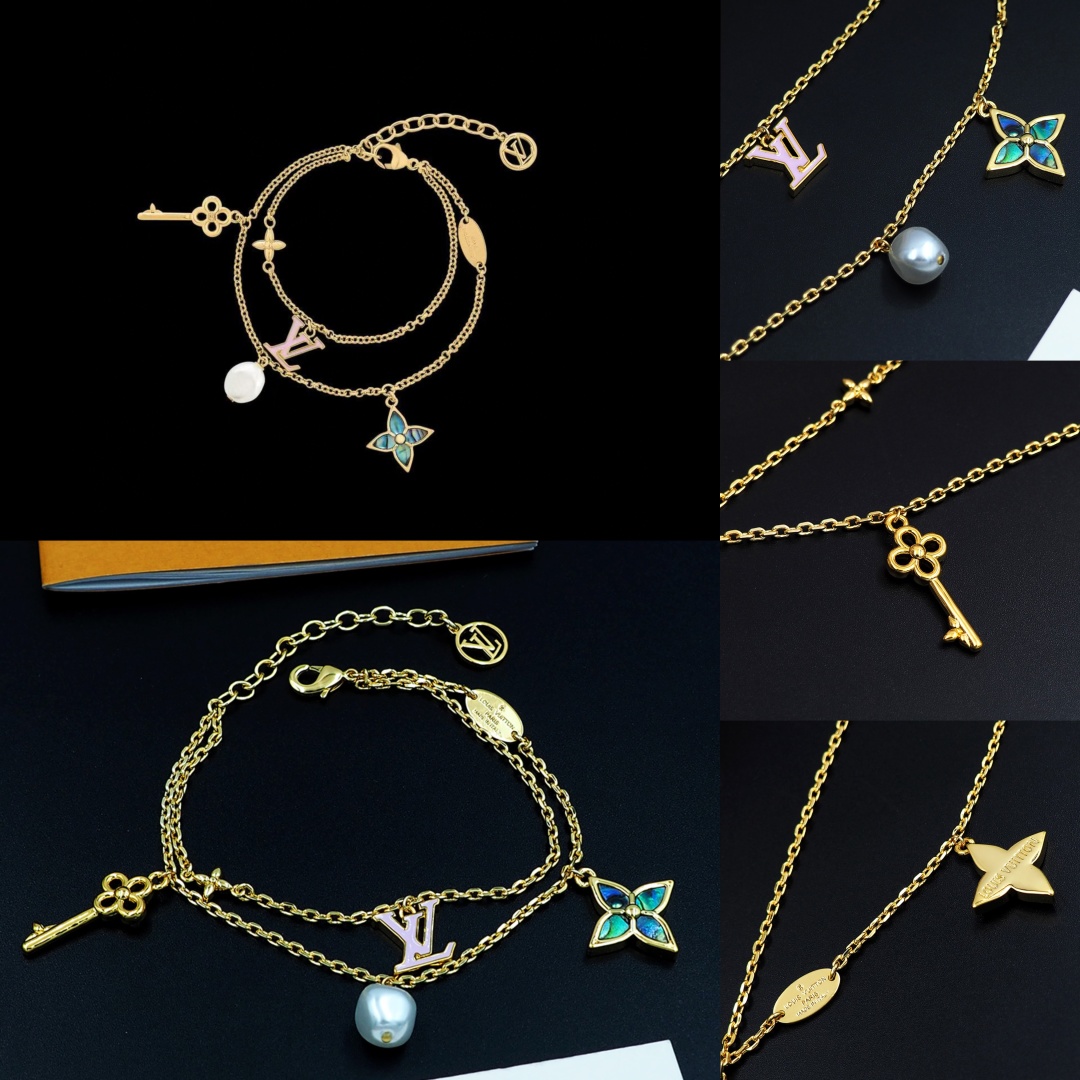 LVS089 Louis Vuitton M1390A LV Layer Color Bracelet - ccjewelryacc