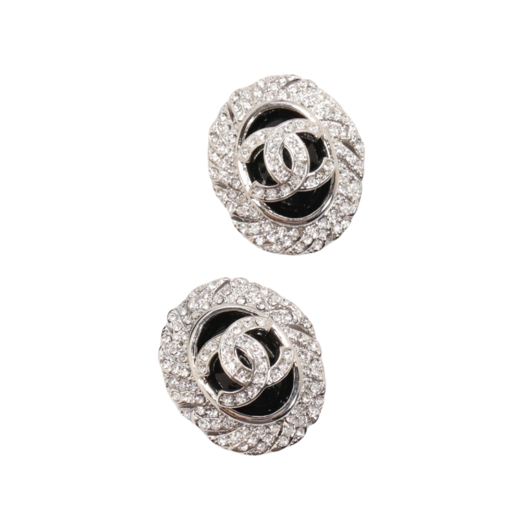 CCE335 Chanel oval crystal cc stud earrings - ccjewelryacc