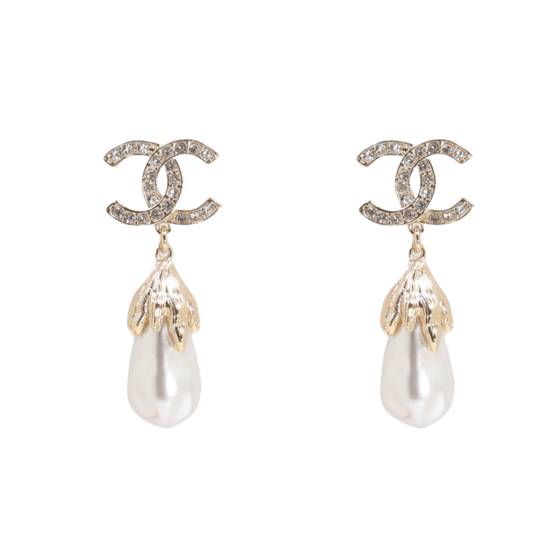 CCE341 Chanel cc pearl drop earrings for women - ccjewelryacc