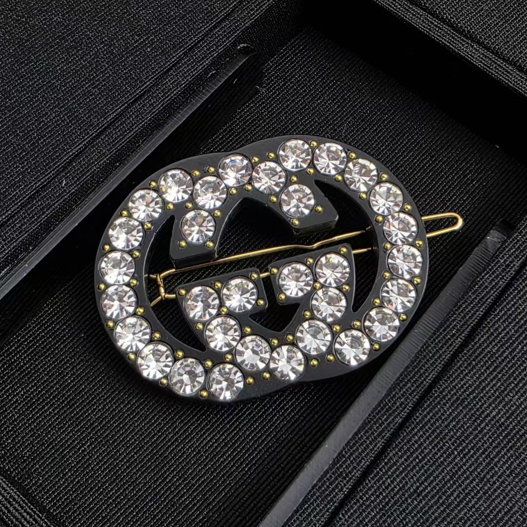 GGH002 Gucci Interlocking G acrylic hair decorations hair pin clip with rhinestone - ccjewelryacc