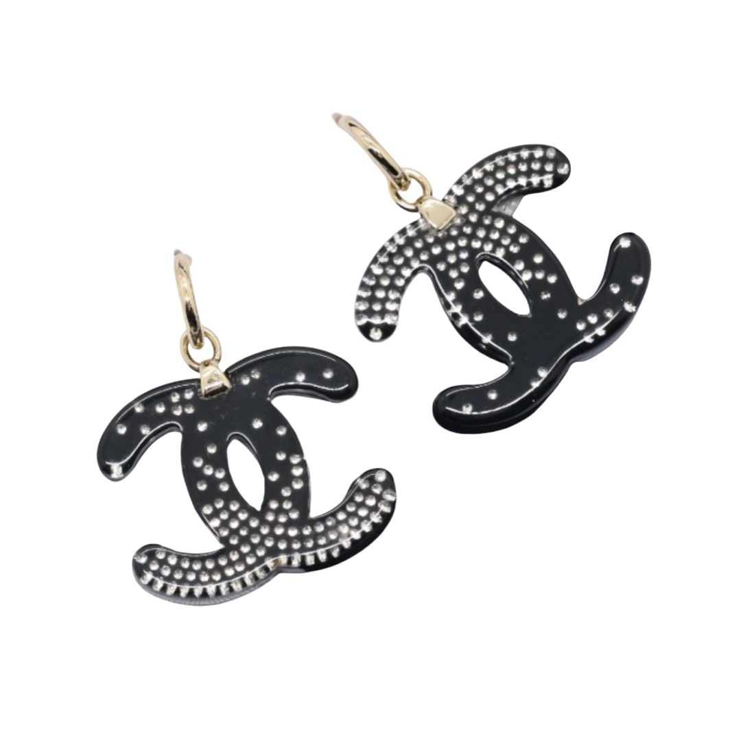 CCE342 Chanel acrylic cc logo earrings - ccjewelryacc