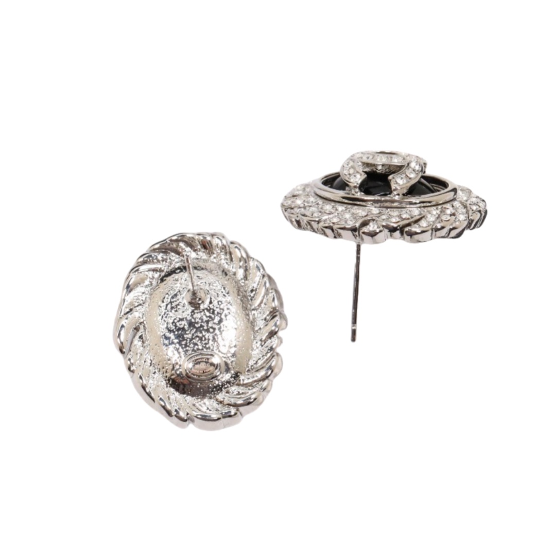 CCE335 Chanel oval crystal cc stud earrings - ccjewelryacc