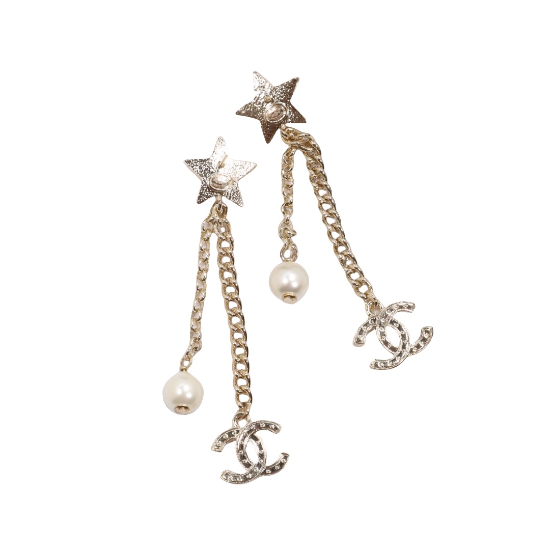 CCE336 Chanel crystal star tassels cc earrings for women - ccjewelryacc