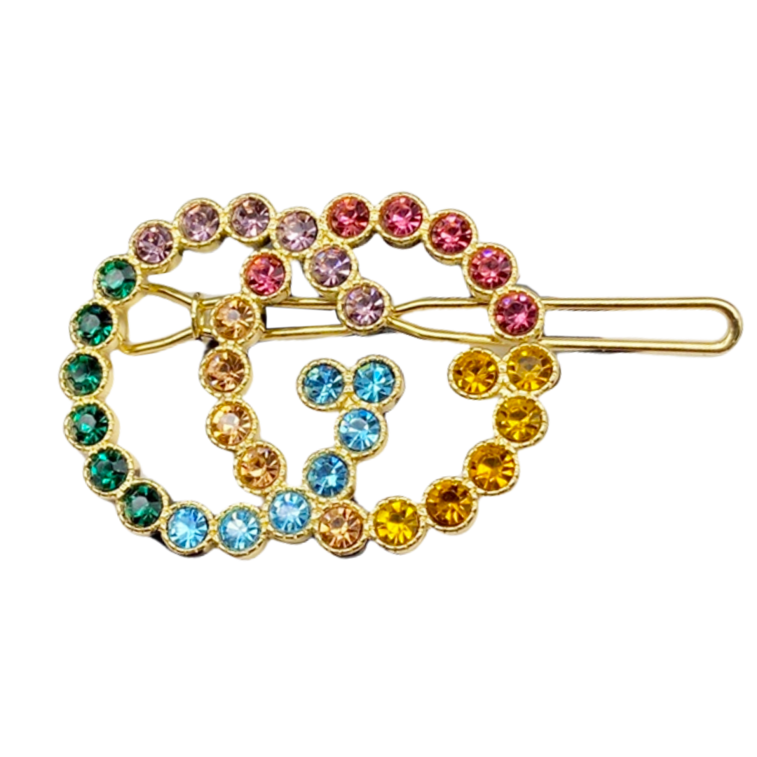 GGH003 Gucci Interlocking G Colored crystal hair Accessories hair clip pin for women - ccfashionjewelry