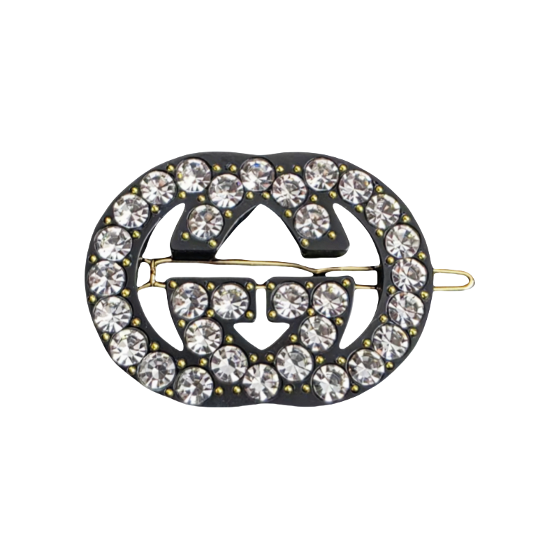 GGH002 Gucci Interlocking G acrylic hair decorations hair pin clip with rhinestone - ccfashionjewelry