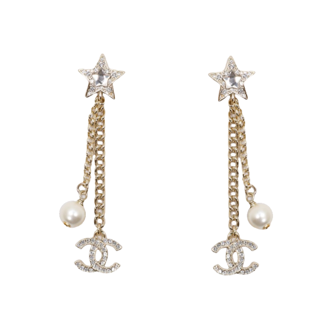CCE336 Chanel crystal star tassels cc earrings for women - ccfashionjewelry
