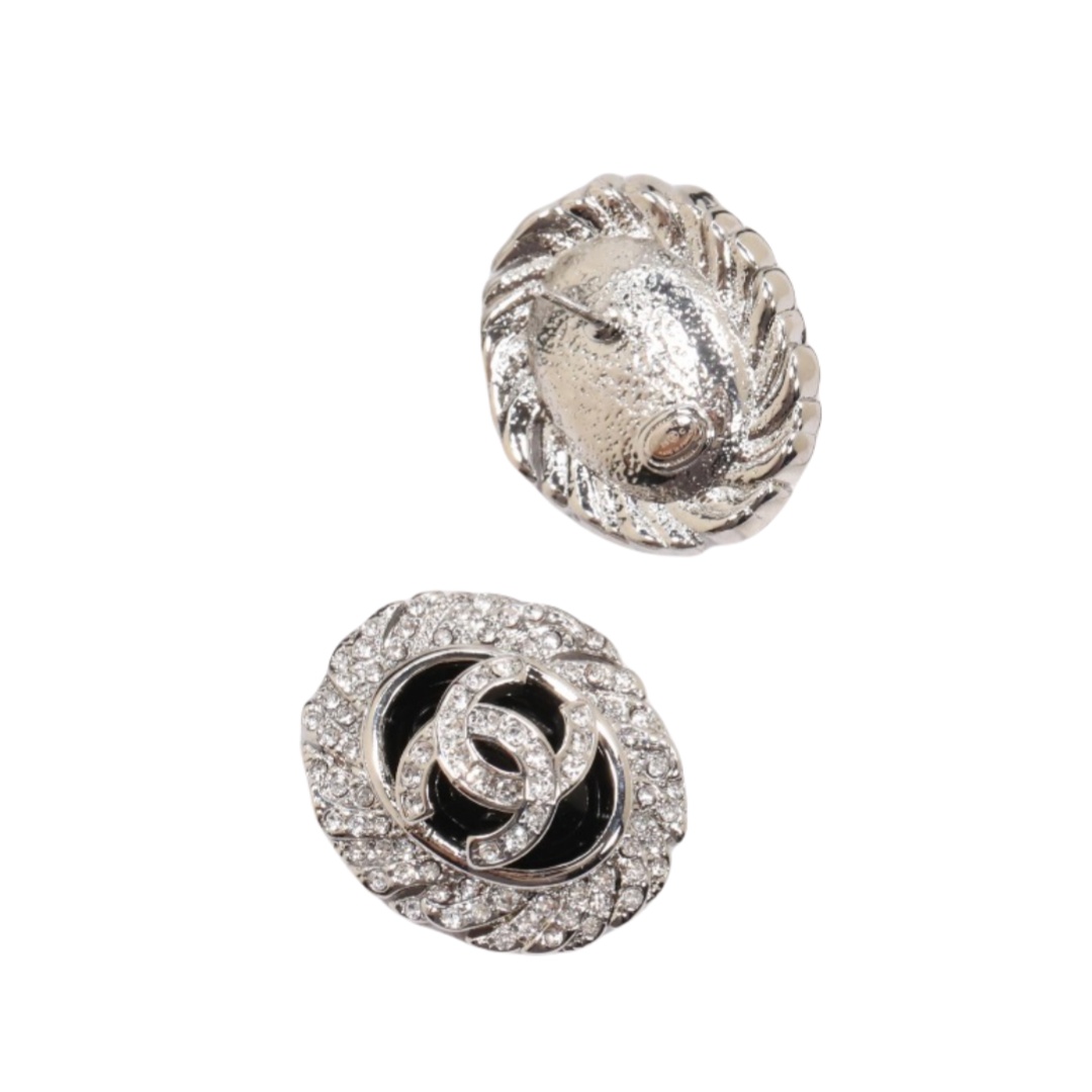 CCE335 Chanel oval crystal cc stud earrings - ccjewelryacc