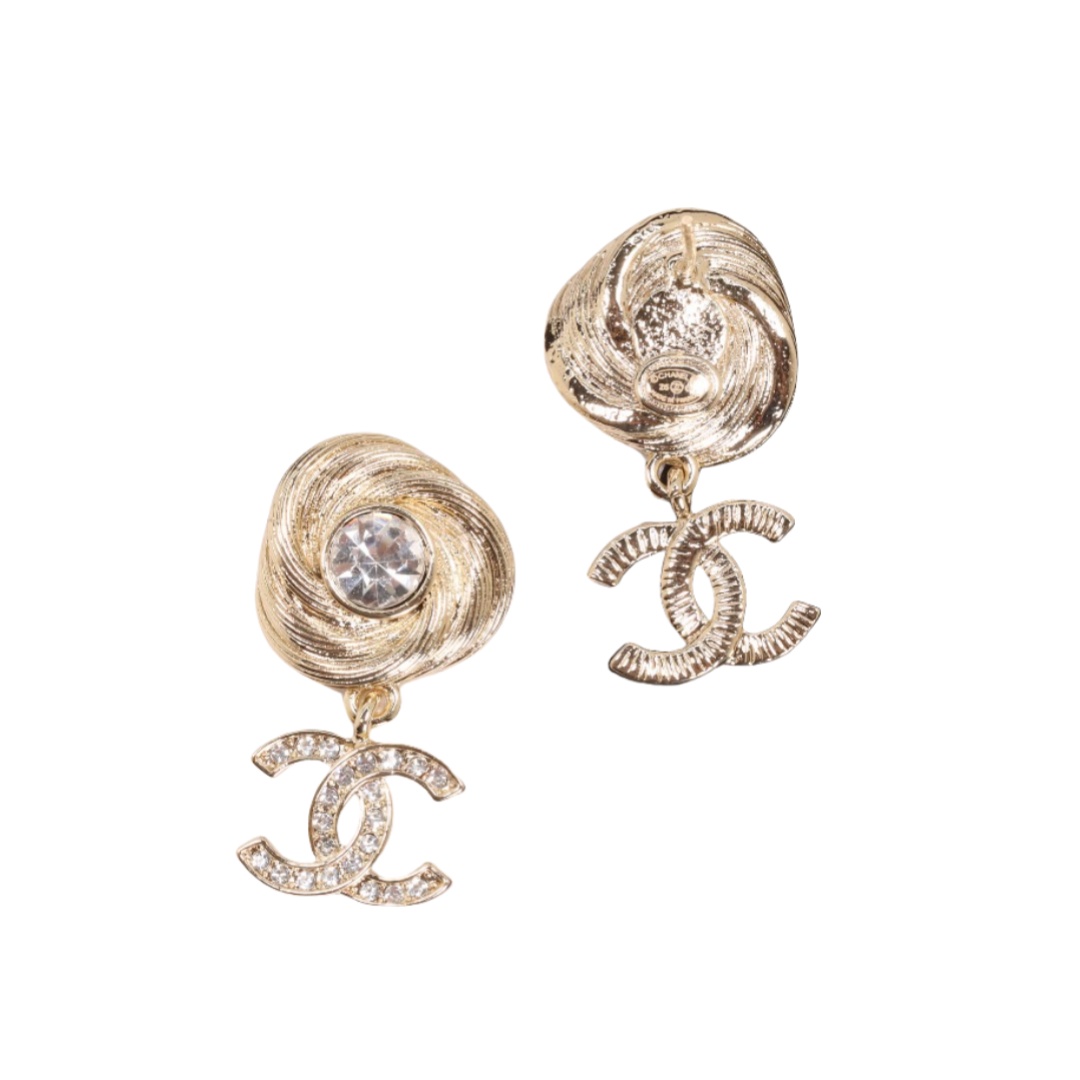 CCE339 Chaenl Twisted metal cc logo earrings for women - ccjewelryacc