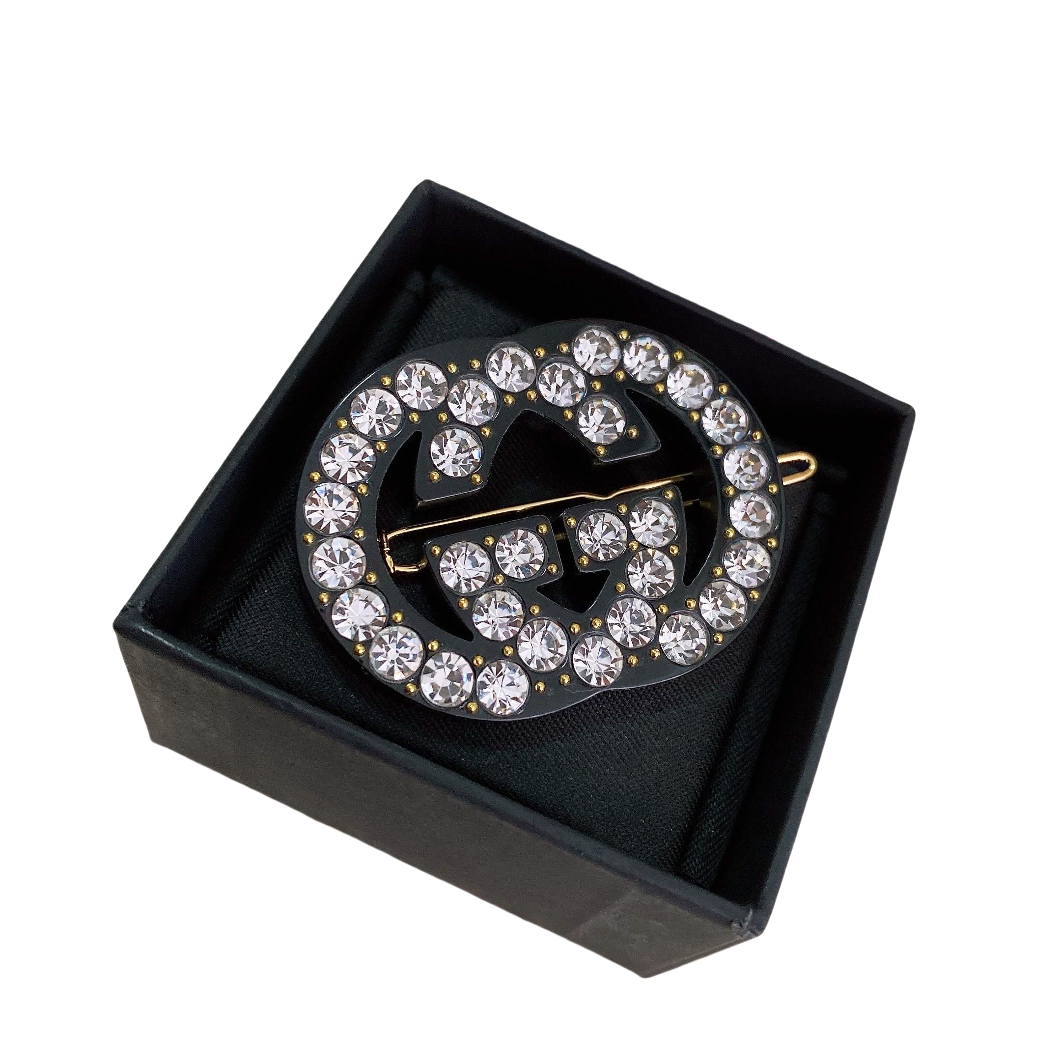 GGH002 Gucci Interlocking G acrylic hair decorations hair pin clip with rhinestone - ccjewelryacc