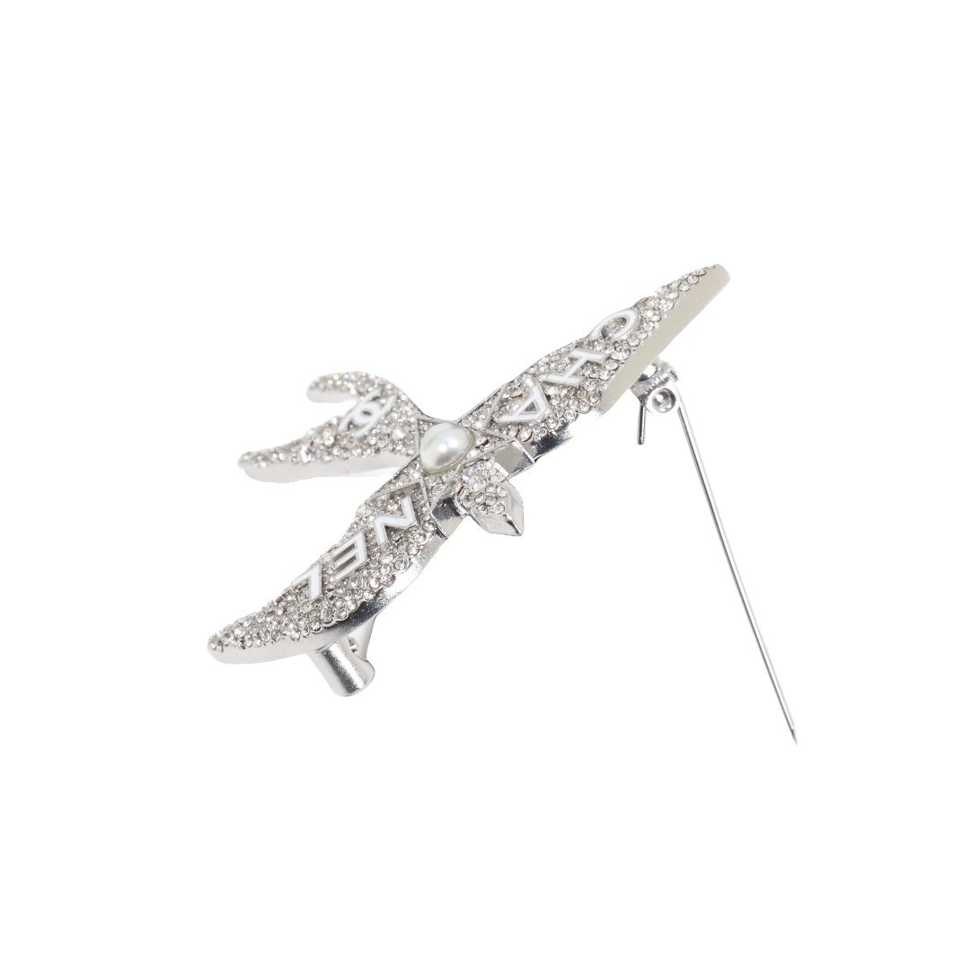BCB584 Chanel Metal crystal aerial bird brooch pin - ccfashionjewelry