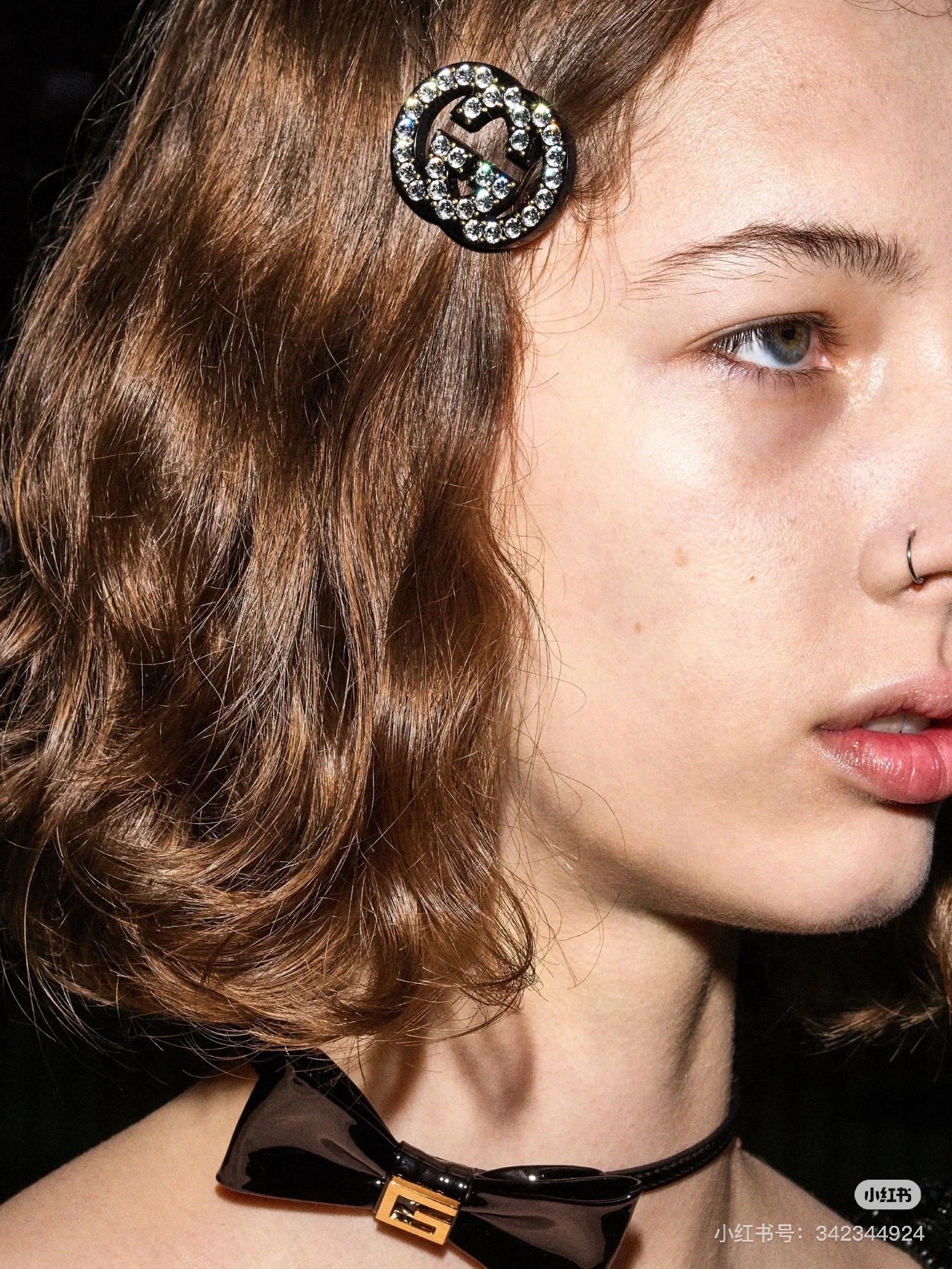 GGH002 Gucci Interlocking G acrylic hair decorations hair pin clip with rhinestone - ccjewelryacc