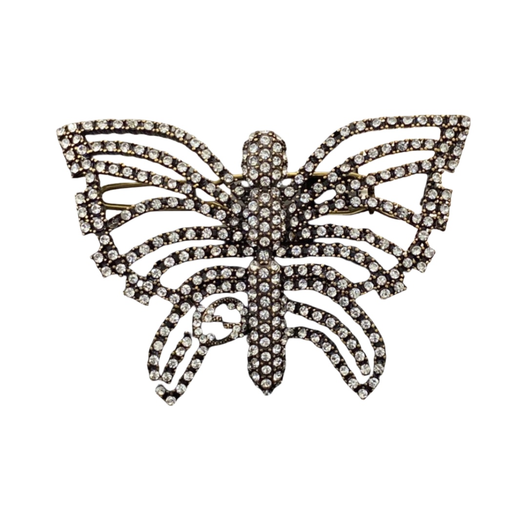 GGH001 Vintage Metal crystal Gucci butterfly hair jewelry hair pin clip - ccfashionjewelry