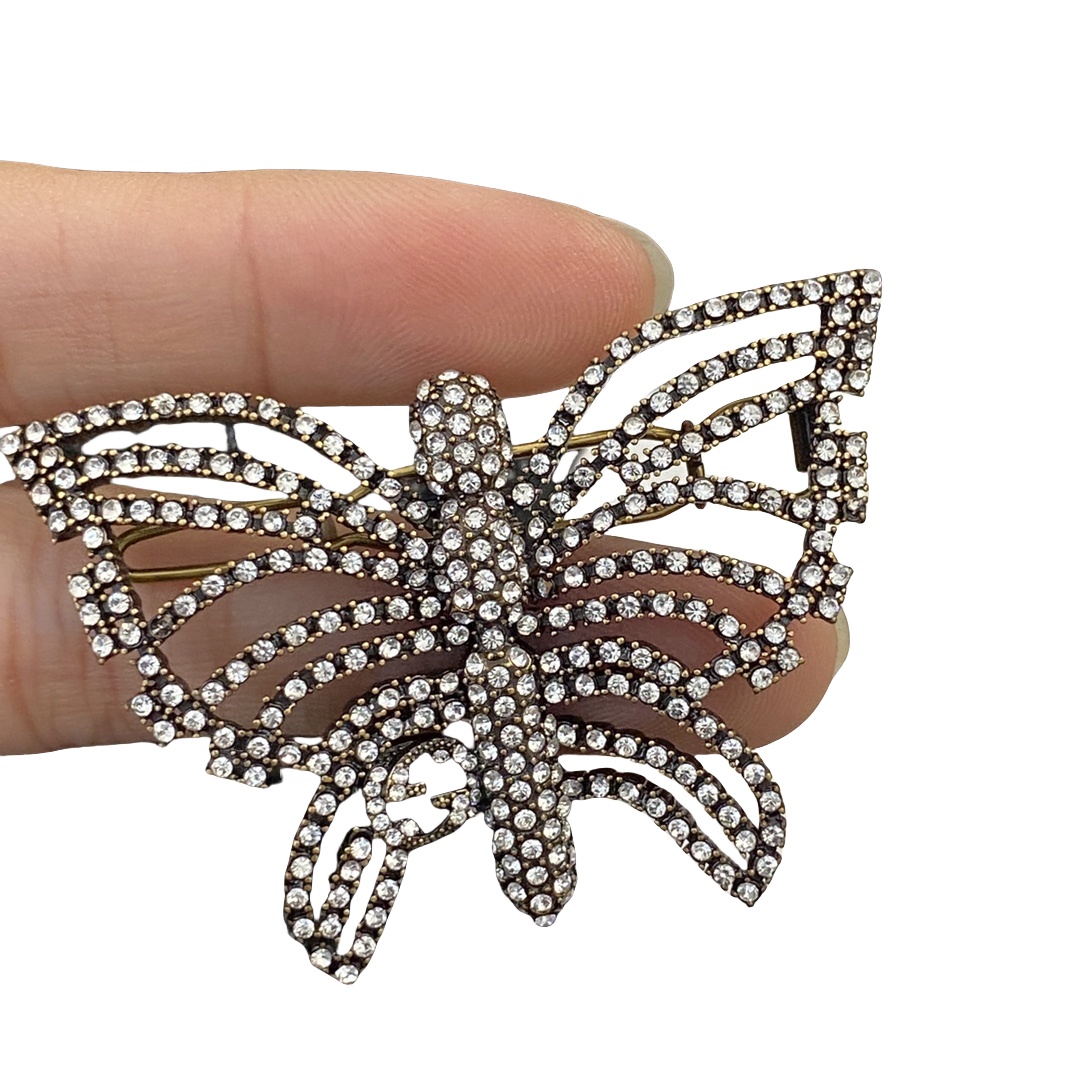 GGH001 Vintage Metal crystal Gucci butterfly hair jewelry hair pin clip - ccfashionjewelry