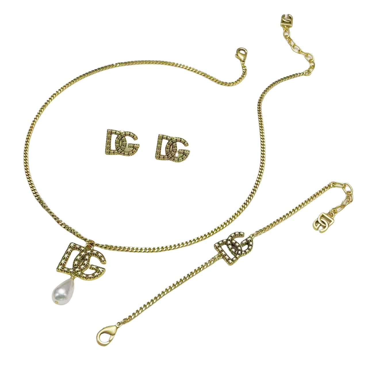 DGT011 Dolce gabbana Necklace bracelet stud earrings set - ccfashionjewelry