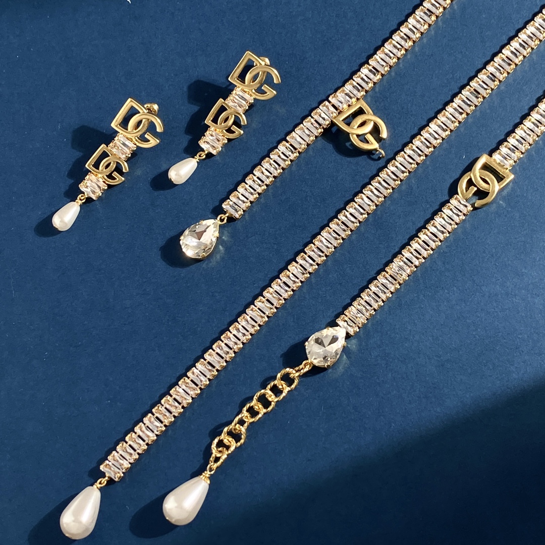 DGT009 Dolce and gabbana necklace Bracelet earring set women's diamond - ccjewelryacc