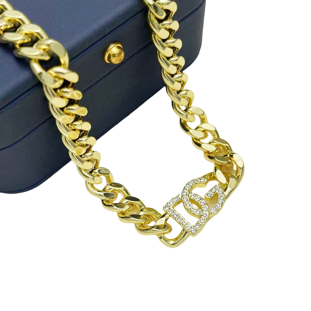 DGT021 Dolce gabbana crystal DG Logo choker necklace bracelet set - ccfashionjewelry