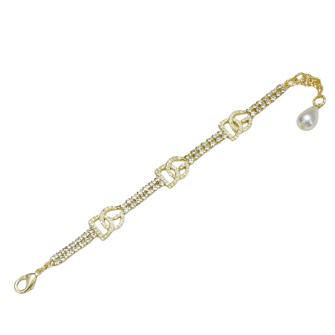 DGT019 Dolce gabbana crystal DG Logo choker necklace bracelet earring set - ccjewelryacc