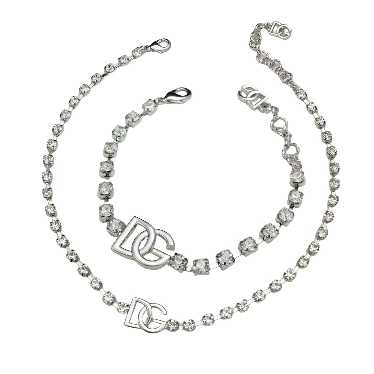 DGT006 DG logo crystal tennis necklace bracelet set - ccfashionjewelry