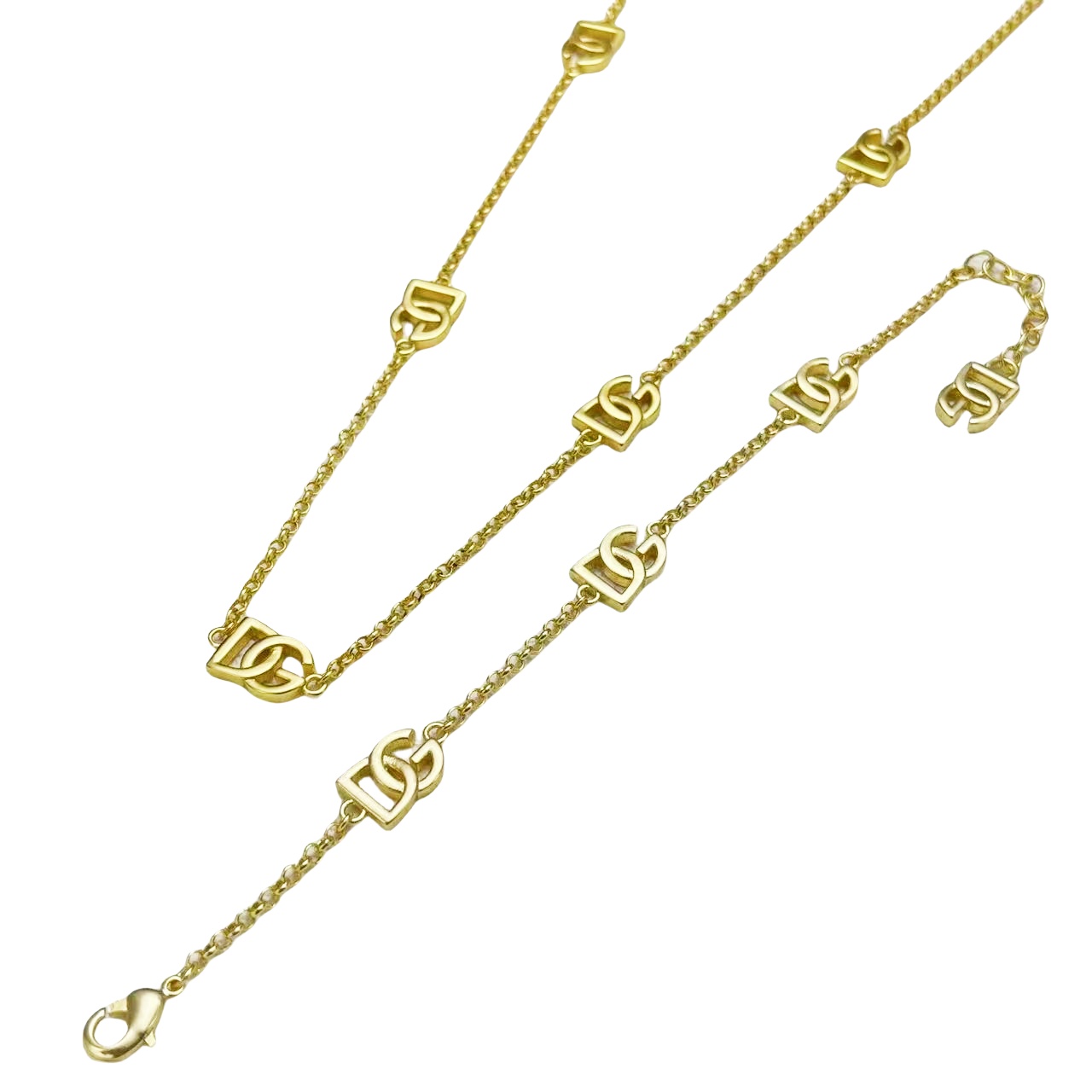 DGT016 Dolce gabbana DG Logo Choker necklace bracelet set - ccfashionjewelry