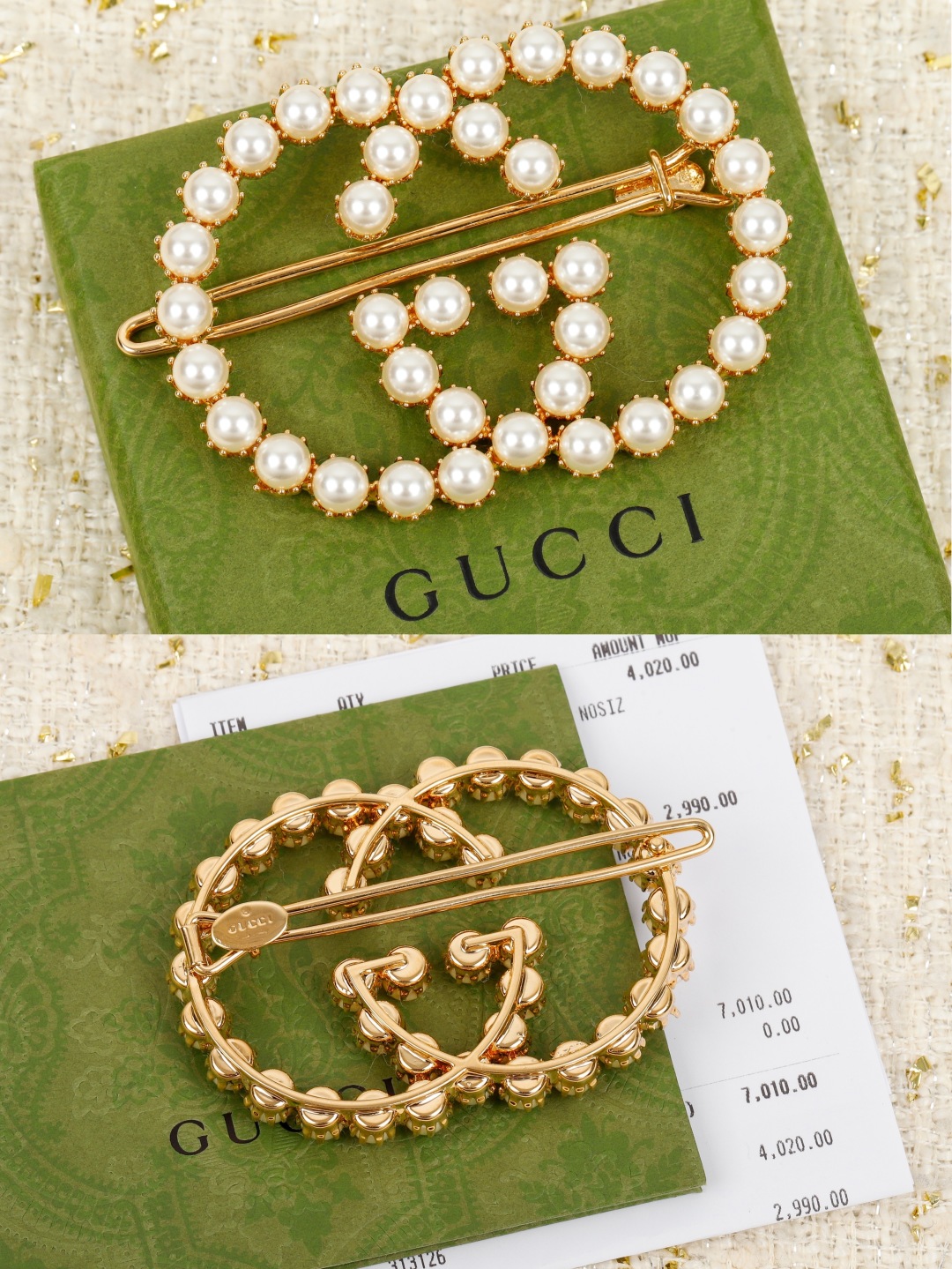 GGH006 Gucci Pearl Interlocking G Colored hair Accessories hair clip pin for women - ccfashionjewelry