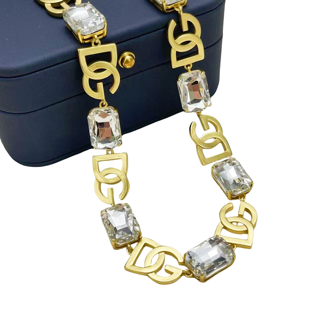 DGT007 DG logo crystal tennis necklace bracelet set - ccjewelryacc