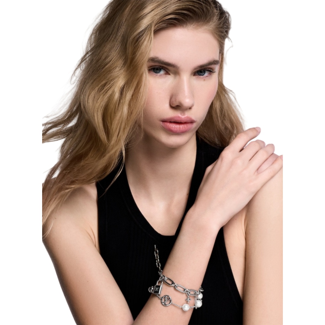 LVS091 Louis Vuitton LV Mix Chains bracelet - ccjewelryacc