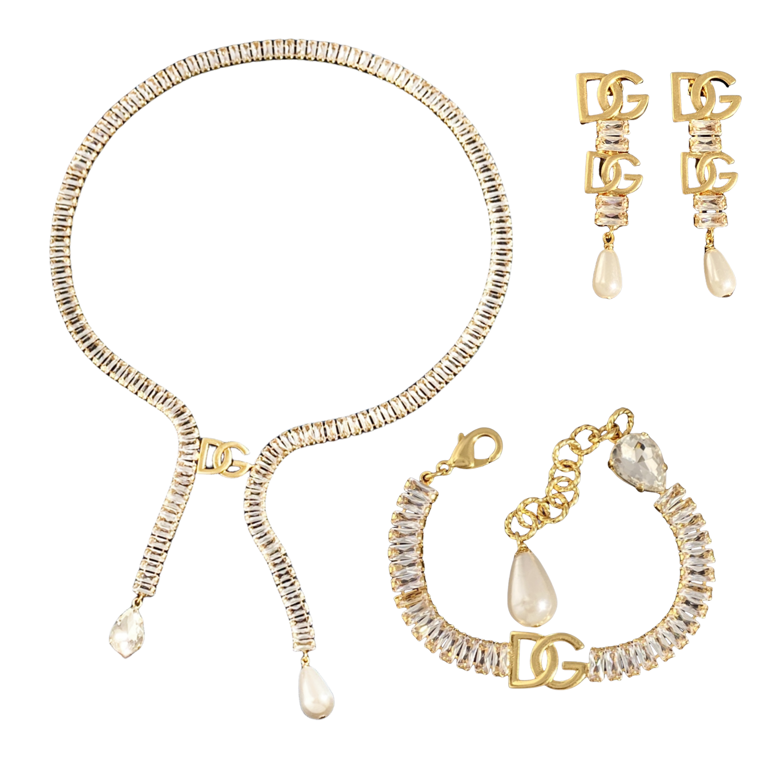 DGT009 Dolce and gabbana necklace Bracelet earring set women's diamond - ccfashionjewelry