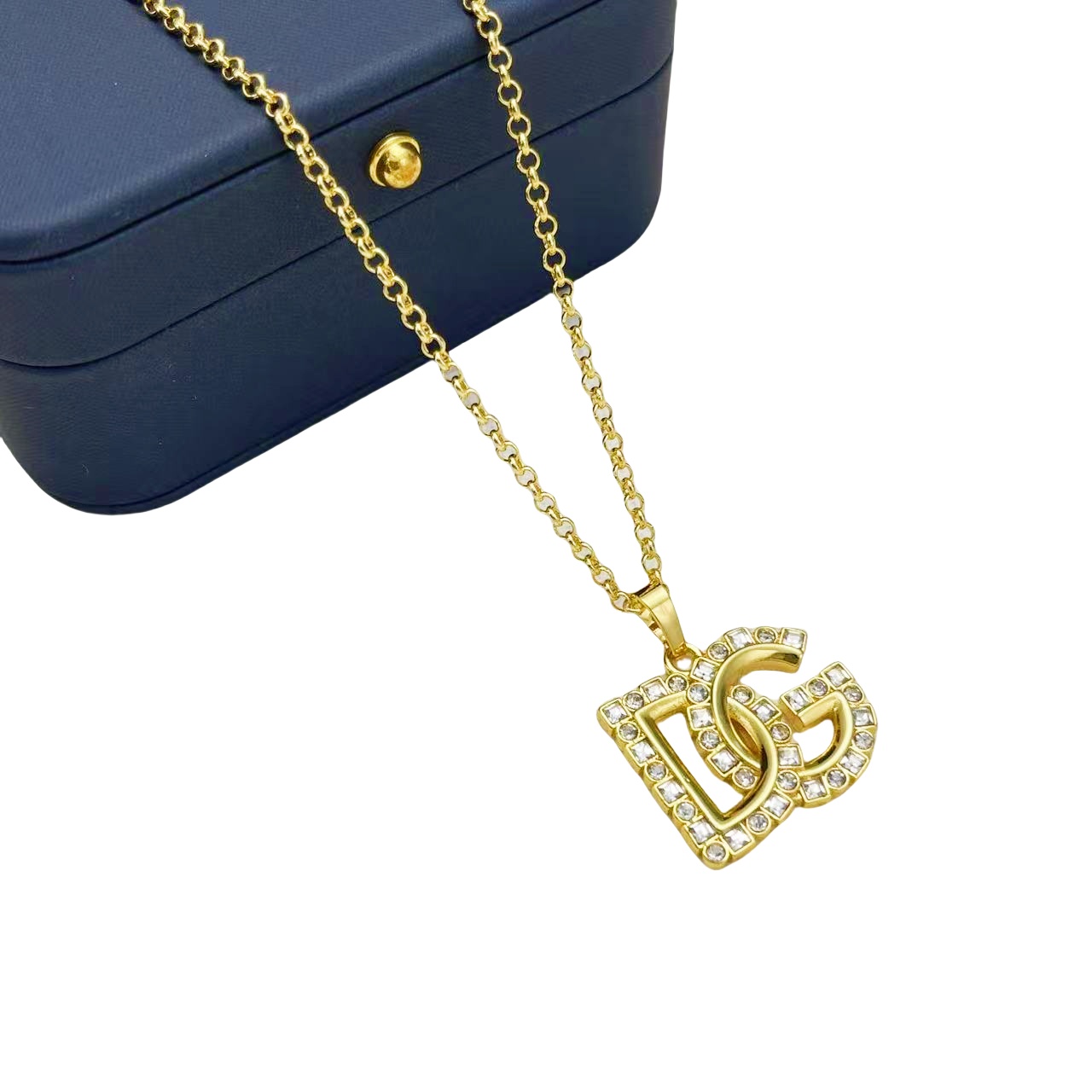 DGT017 Dolce gabbana crystal DG Logo necklace bracelet set - ccjewelryacc