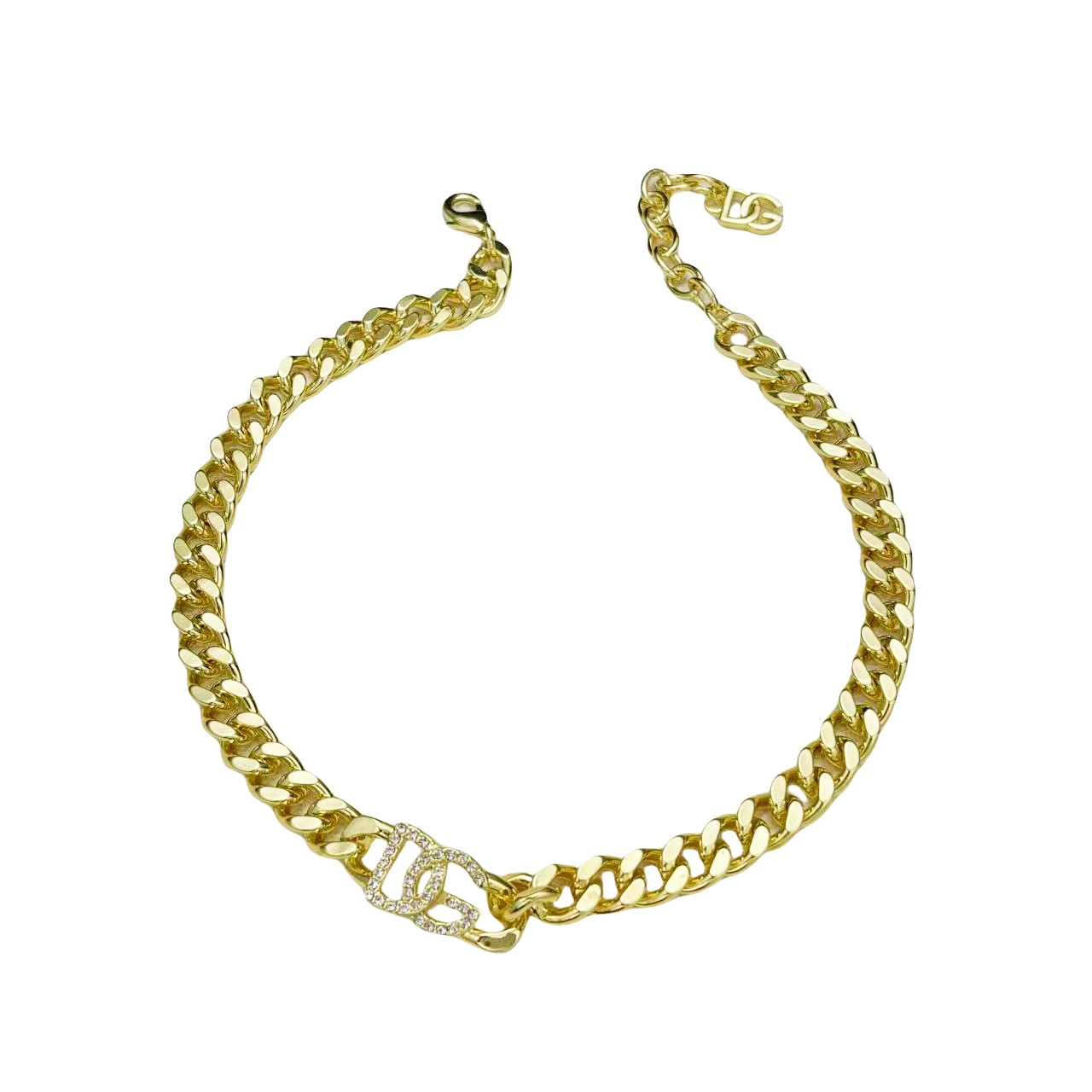 DGT021 Dolce gabbana crystal DG Logo choker necklace bracelet set - ccjewelryacc