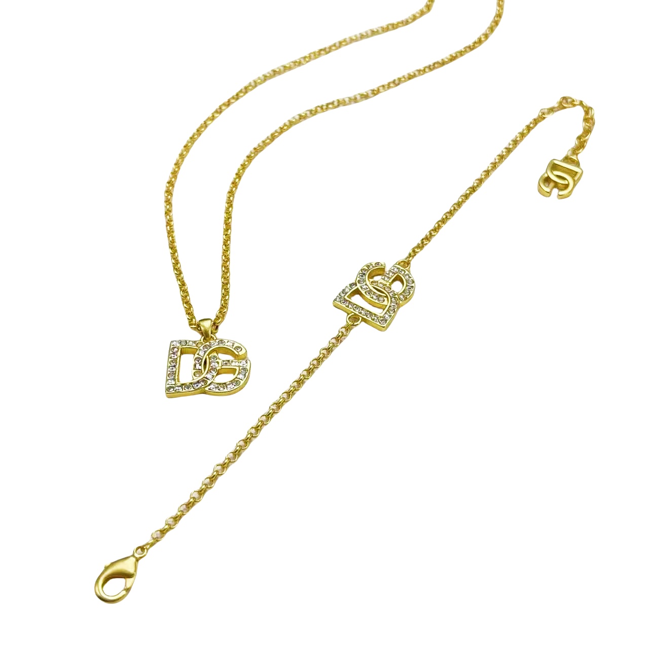 DGT015 Dolce gabbana DG Logo pendant necklace bracelet set - ccfashionjewelry