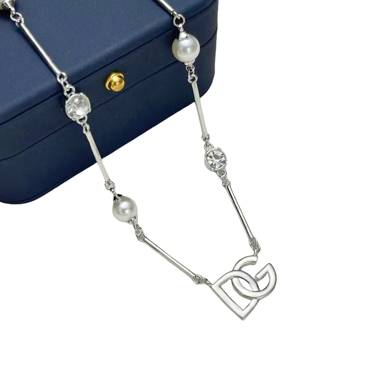 DGT020 Dolce gabbana crystal DG Logo choker necklace bracelet earring set - ccjewelryacc