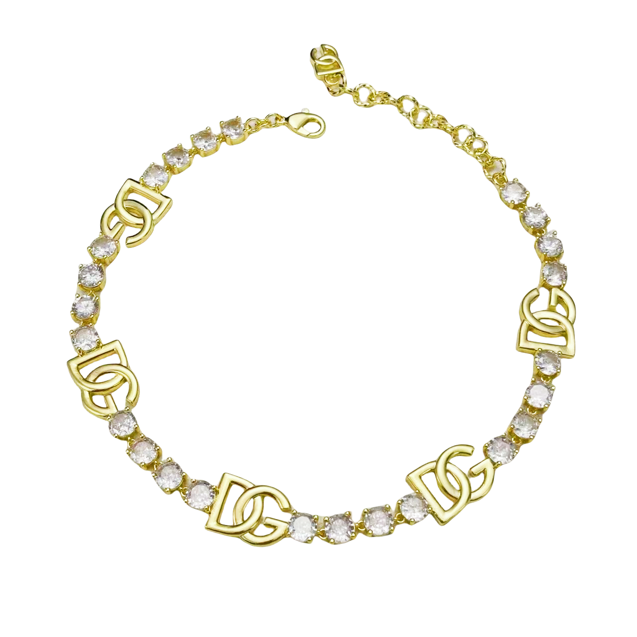 DGT002 DG logo crystal tennis necklace bracelet set - ccfashionjewelry