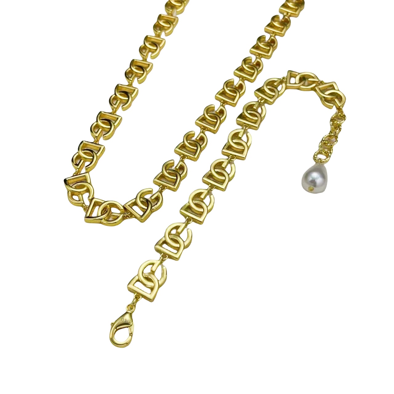 DGT022 Dolce gabbana DG Logo choker necklace bracelet set - ccfashionjewelry