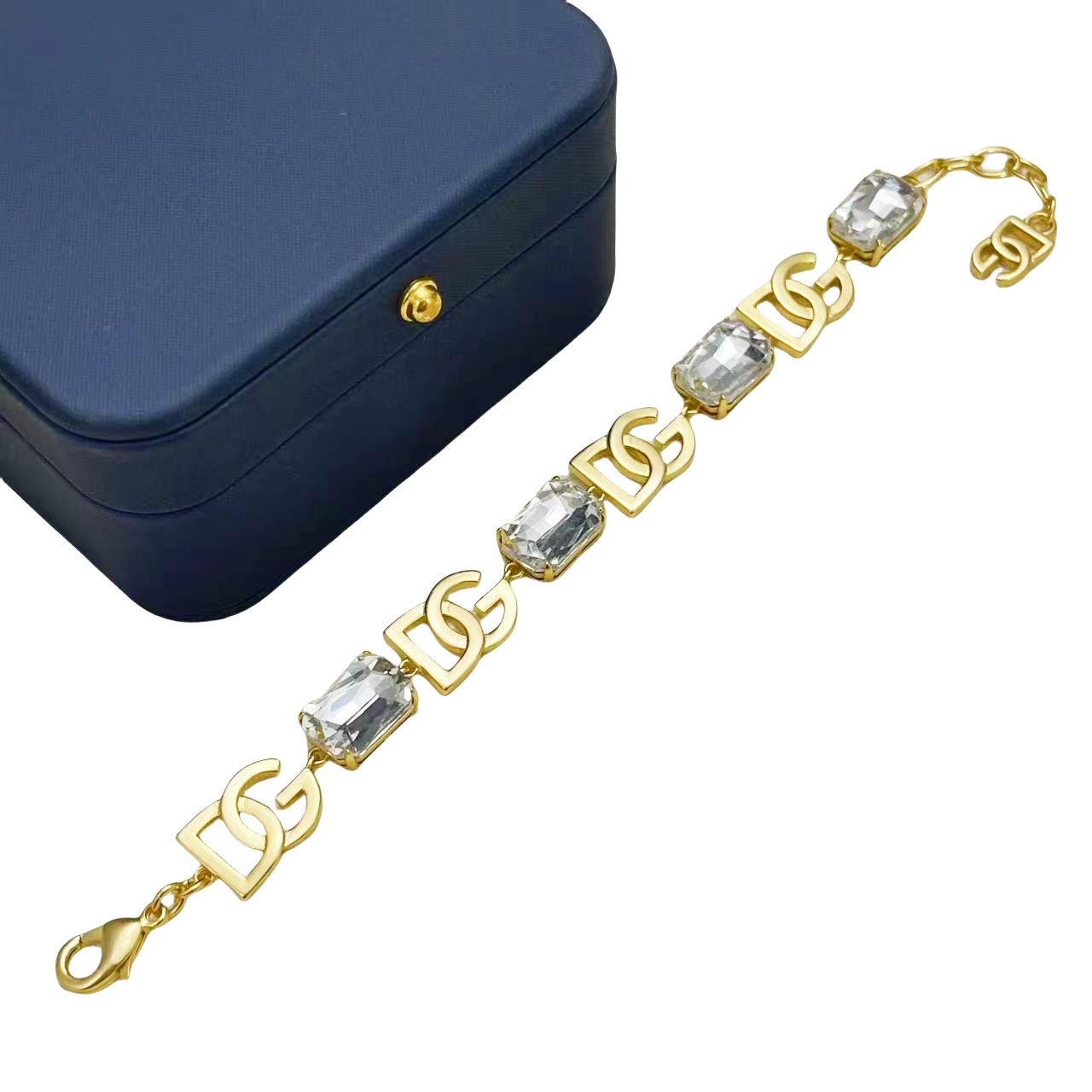 DGT007 DG logo crystal tennis necklace bracelet set - ccjewelryacc