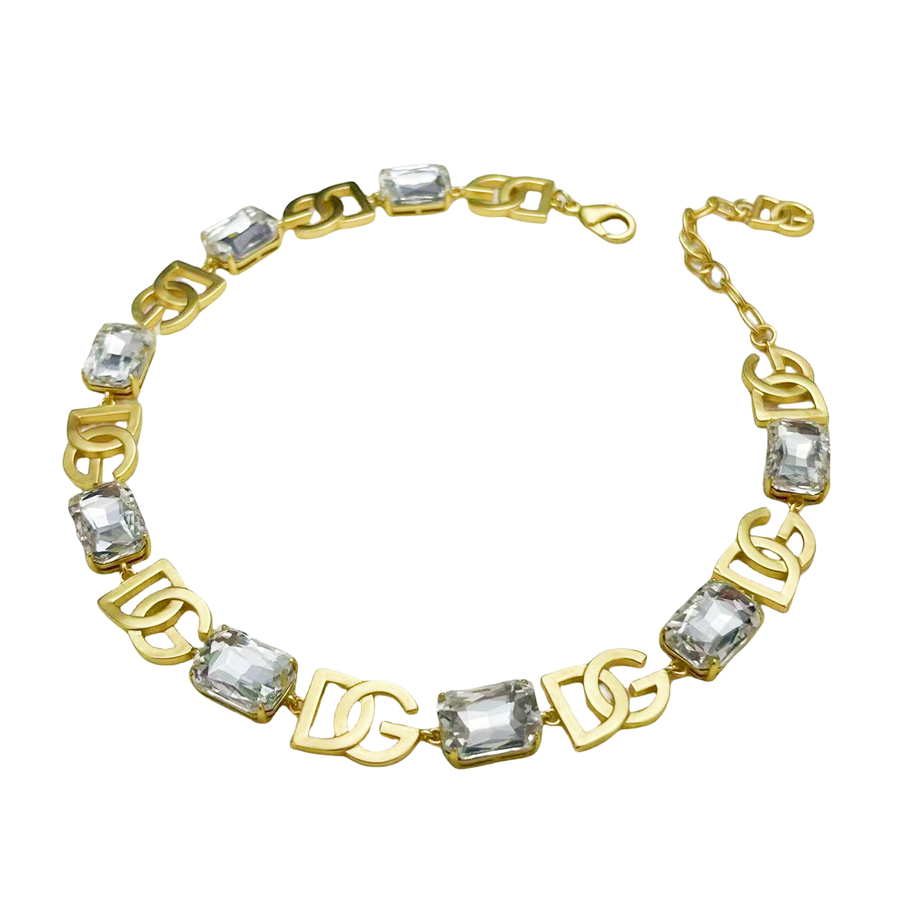 DGT007 DG logo crystal tennis necklace bracelet set - ccfashionjewelry