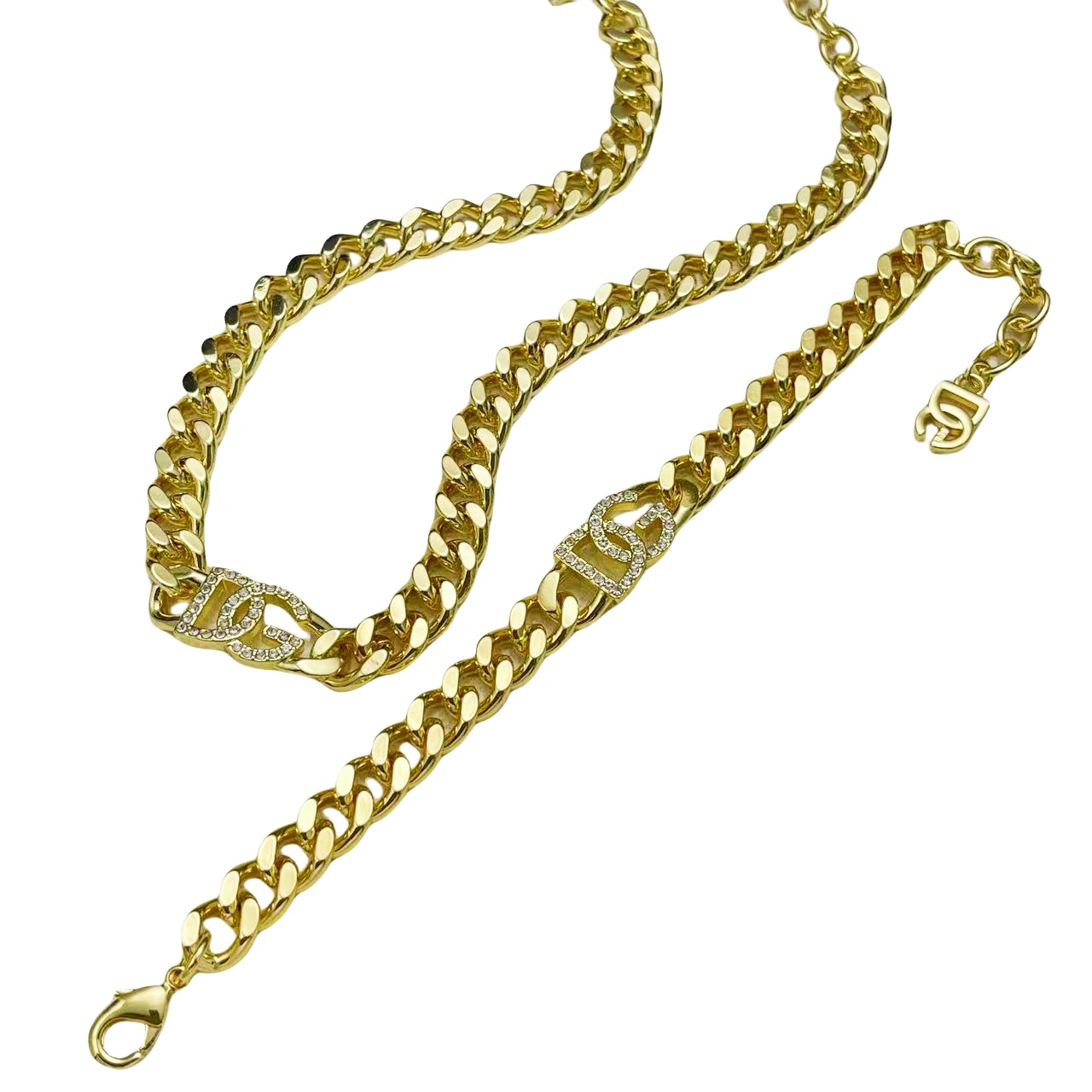 DGT021 Dolce gabbana crystal DG Logo choker necklace bracelet set - ccfashionjewelry