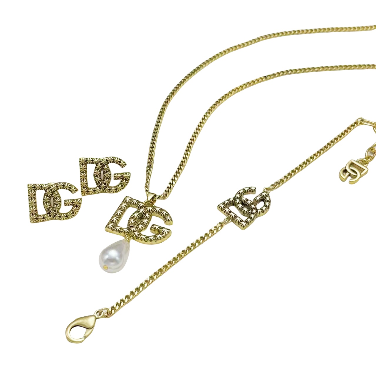 DGT011 Dolce gabbana Necklace bracelet stud earrings set - ccfashionjewelry