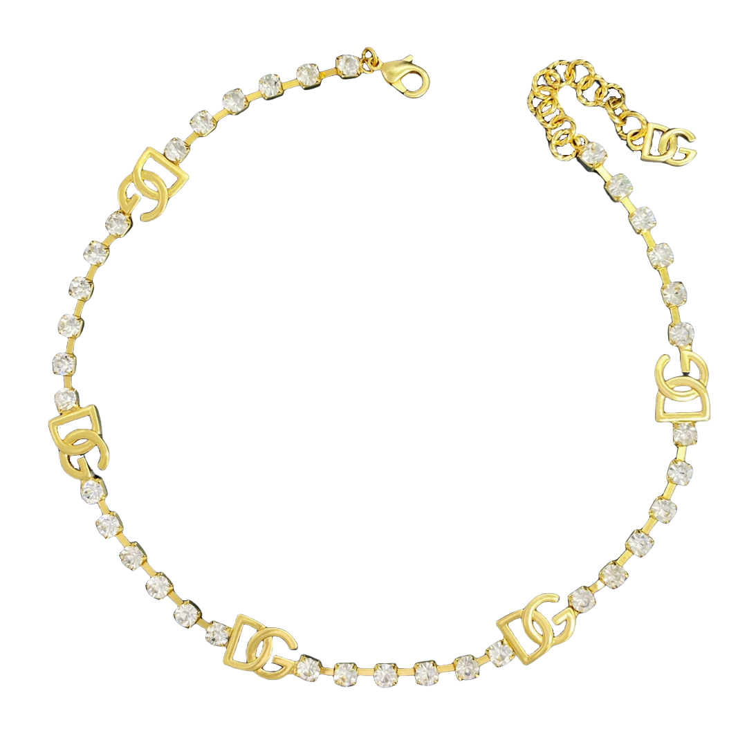 DGT004 DG logo crystal tennis necklace bracelet set - ccfashionjewelry