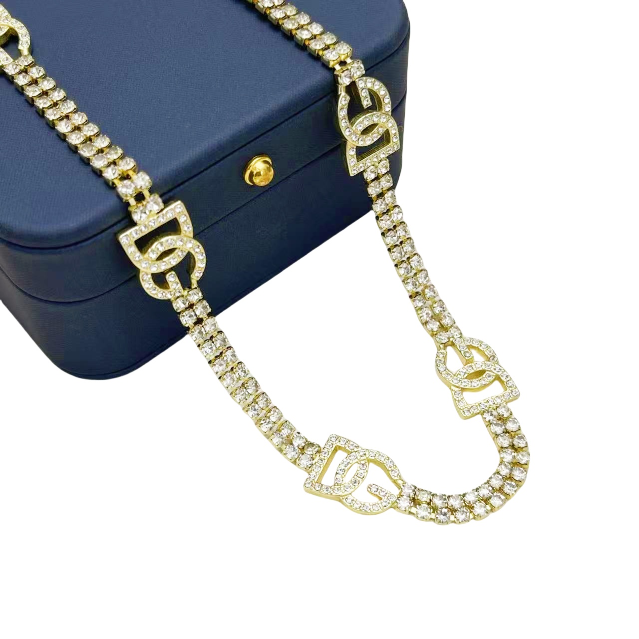 DGT019 Dolce gabbana crystal DG Logo choker necklace bracelet earring set - ccjewelryacc